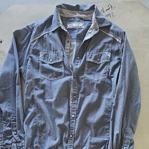 BKE Men's Blue Casual Button Down Shirt